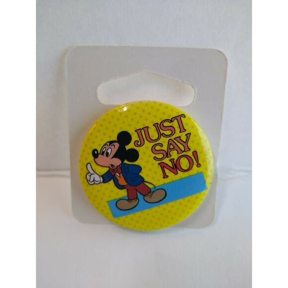 Mickey Mouse Just Say No Disney Button Badge Pinback Vintage Original One Stop - Picture 4 of 6
